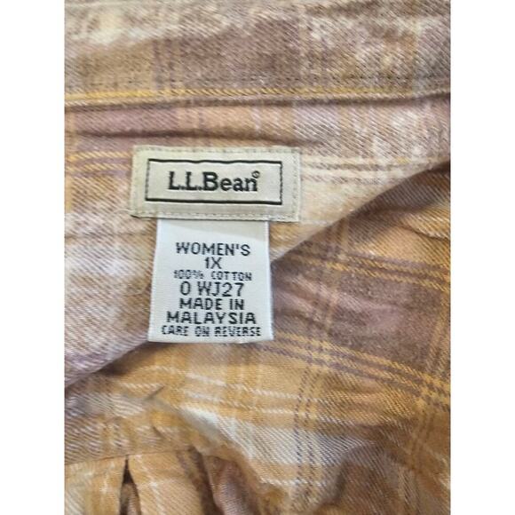 L.L. Bean Women's Collared Flannel Button Down Shirt Long Sleeve Brown Size 1X - Picture 3 of 4